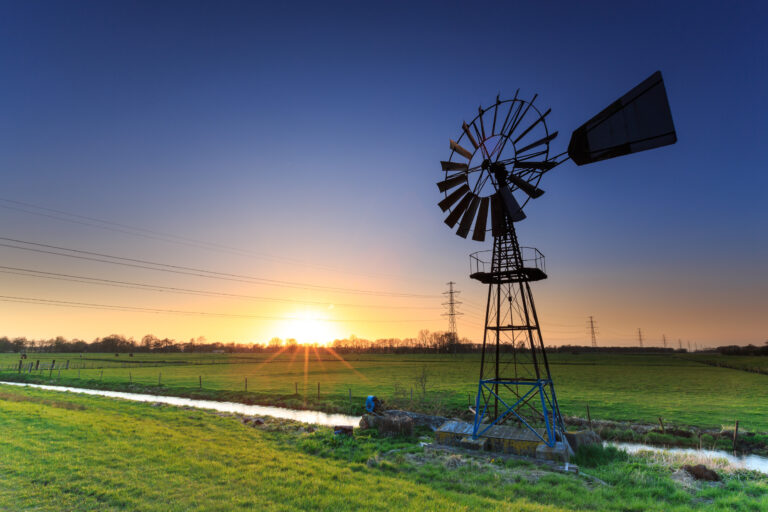 Water windmill in a typical dutch landscape